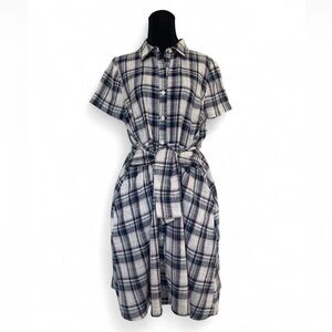Anthropologie 11·1 Tylho Plaid Tie-Front Shirt Dress – Size M (NWT)